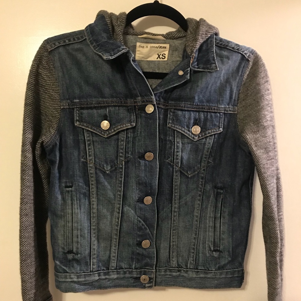 Rag & Bone hooded contrast denim jacket